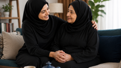 Jemas nurse checking an elderly patient with a stethoscope during a home visit